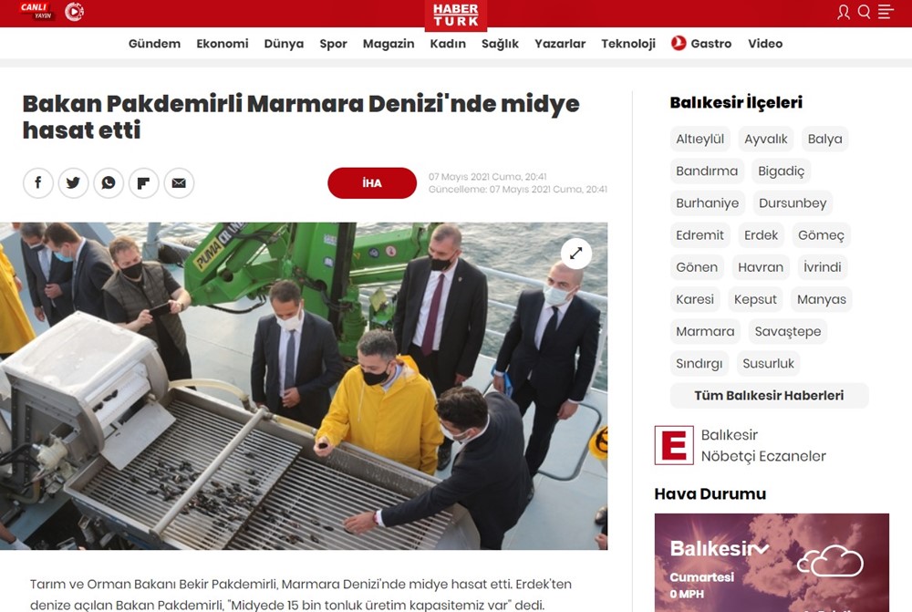 Minister Pakdemirli harvested mussels in the Sea of ​​Marmara