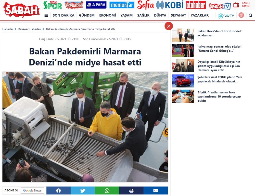 Minister Pakdemirli harvested mussels in the Sea of ​​Marmara